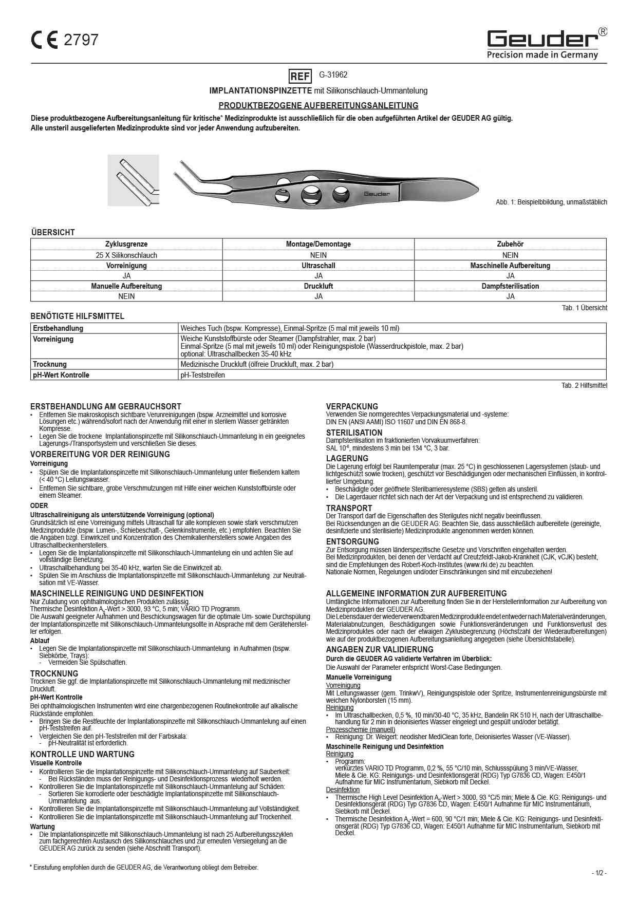 1100334E PA-Implantation forceps with silicone tube coating