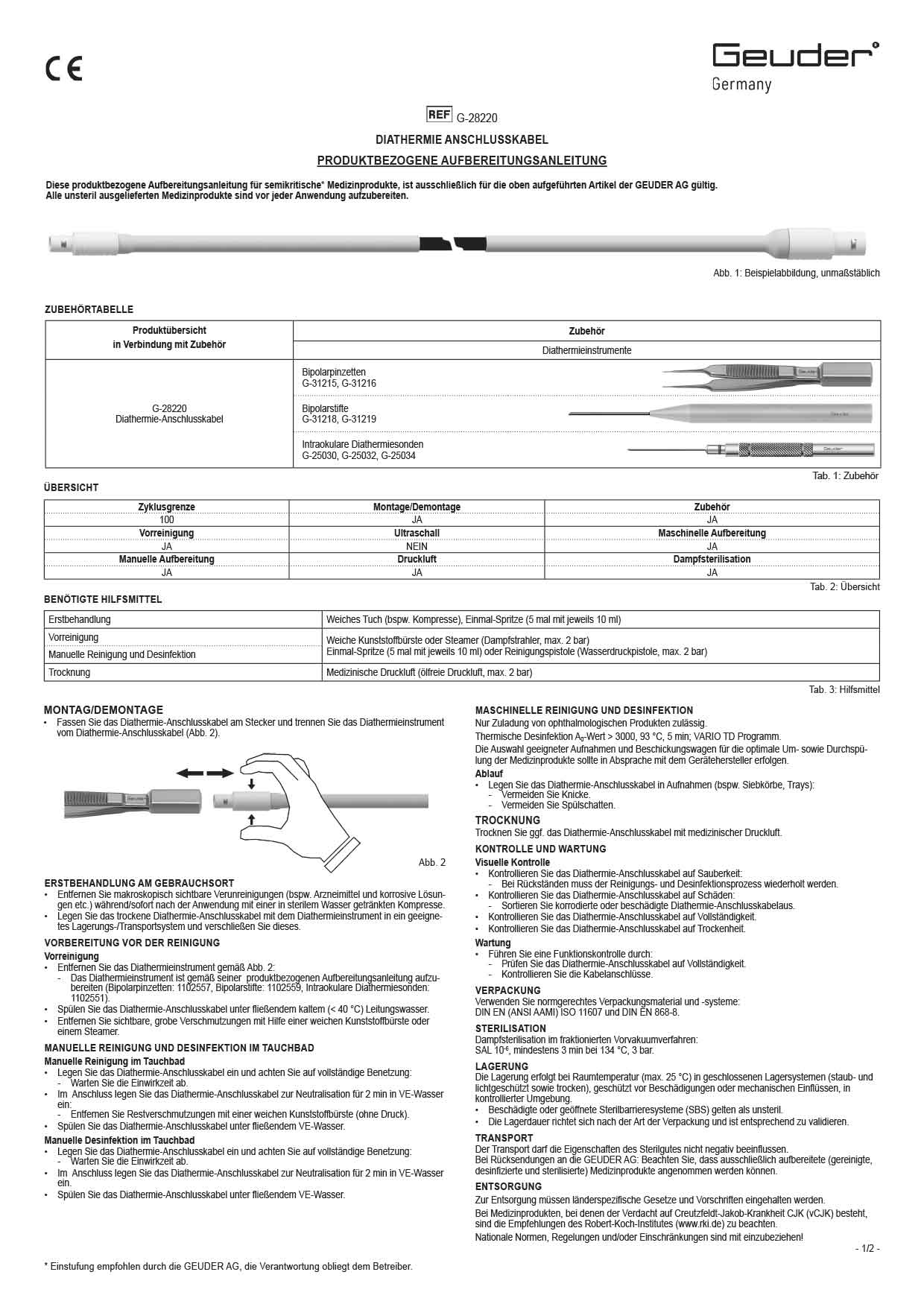 1101958A PA-Diathermy connecting cable