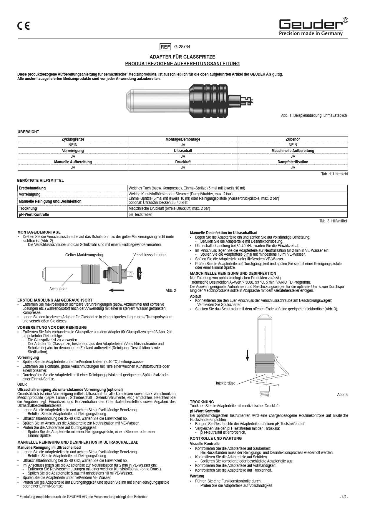 1102206A PA-Adapter with protective cover for glass syringes