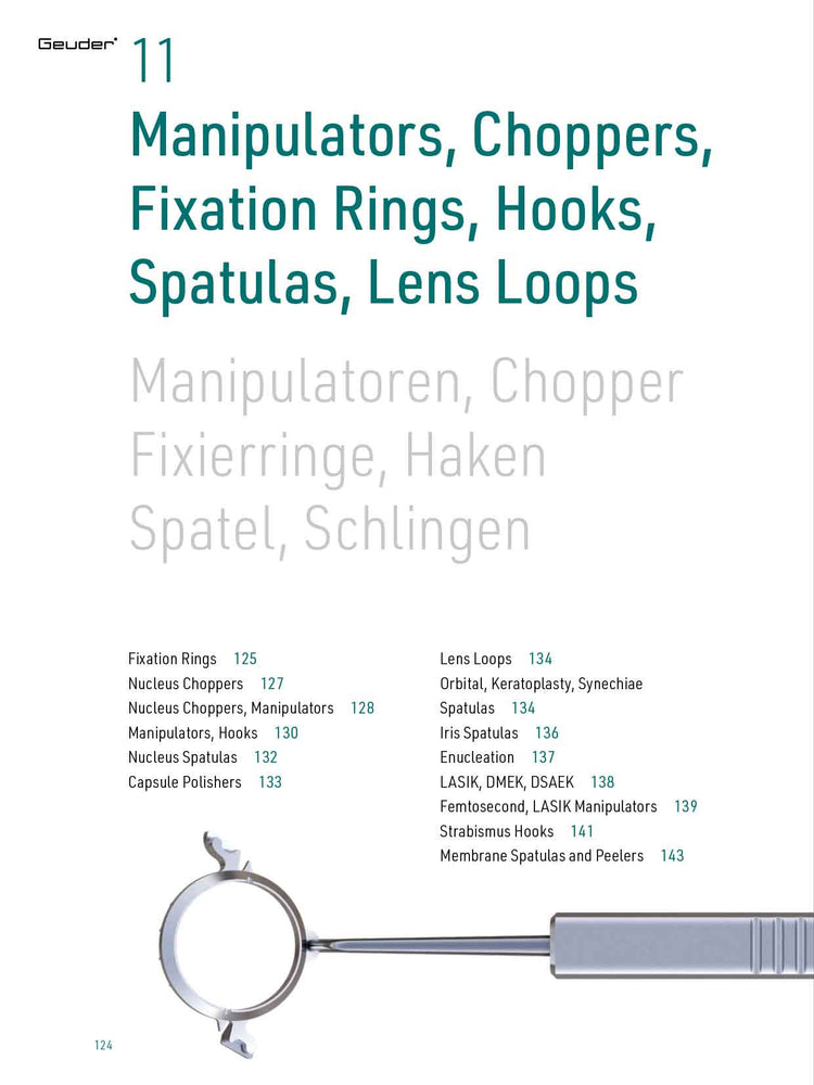 Manipulatoren, Chopper, Fixierringe, Haken, Spatel, Schlingen